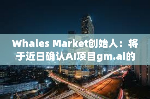 Whales Market创始人：将于近日确认AI项目gm.ai的测试版发布