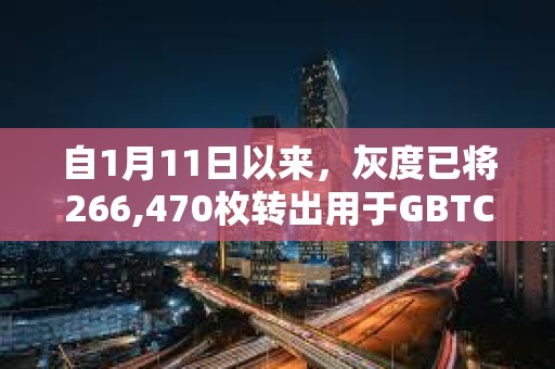 自1月11日以来，灰度已将266,470枚转出用于GBTC赎回