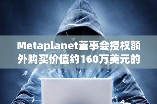 Metaplanet董事会授权额外购买价值约160万美元的BTC