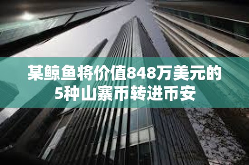 某鲸鱼将价值848万美元的5种山寨币转进币安