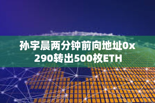 孙宇晨两分钟前向地址0x290转出500枚ETH