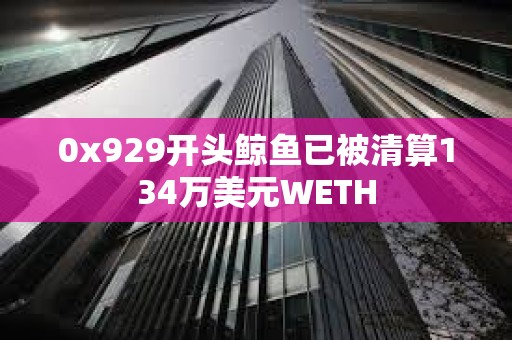 0x929开头鲸鱼已被清算134万美元WETH