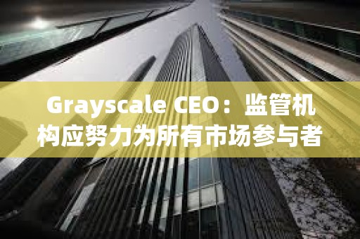 Grayscale CEO：监管机构应努力为所有市场参与者建立一个公平竞争的环境