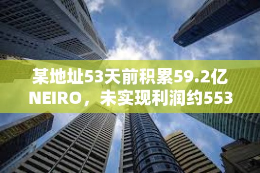 某地址53天前积累59.2亿NEIRO，未实现利润约553万美元