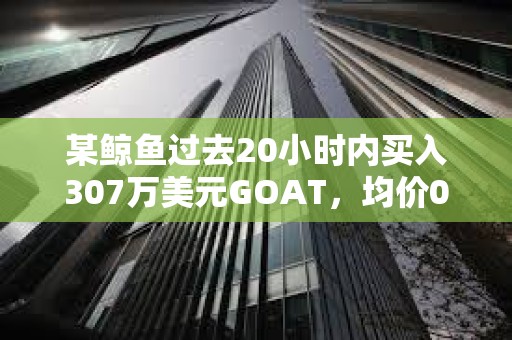 某鲸鱼过去20小时内买入307万美元GOAT，均价0.3045美元