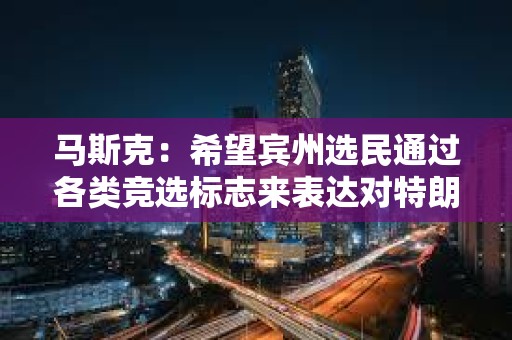 马斯克：希望宾州选民通过各类竞选标志来表达对特朗普的支持