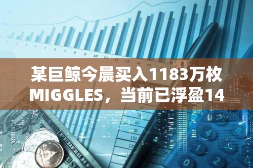 某巨鲸今晨买入1183万枚MIGGLES，当前已浮盈14.2万美元