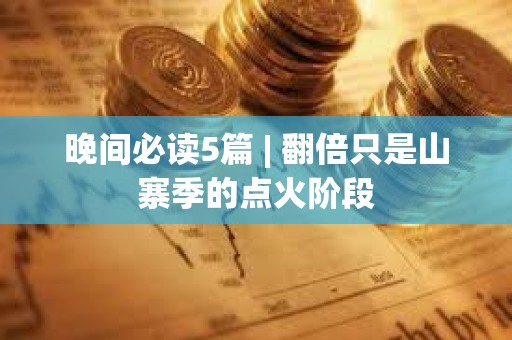 晚间必读5篇 | 翻倍只是山寨季的点火阶段
