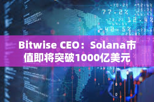 Bitwise CEO：Solana市值即将突破1000亿美元