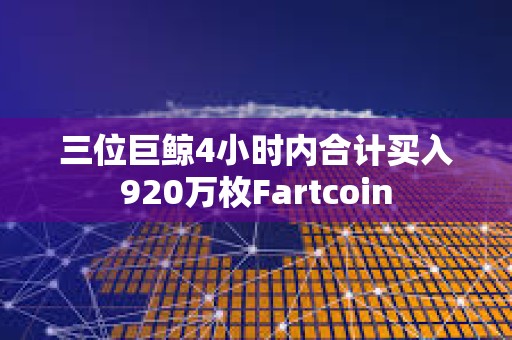 三位巨鲸4小时内合计买入920万枚Fartcoin