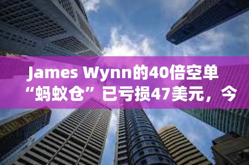 James Wynn的40倍空单“蚂蚁仓”已亏损47美元，今日共亏损113.55美元