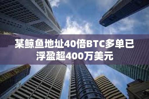 某鲸鱼地址40倍BTC多单已浮盈超400万美元