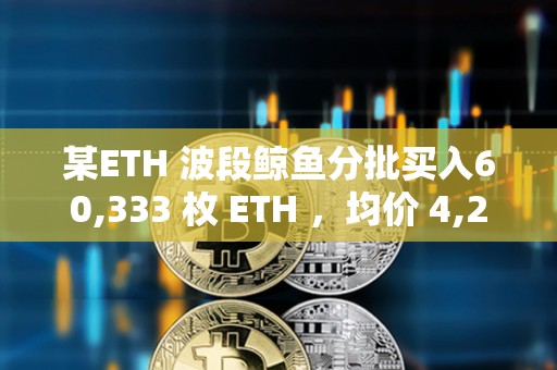 某ETH 波段鲸鱼分批买入60,333 枚 ETH ，均价 4,256美元