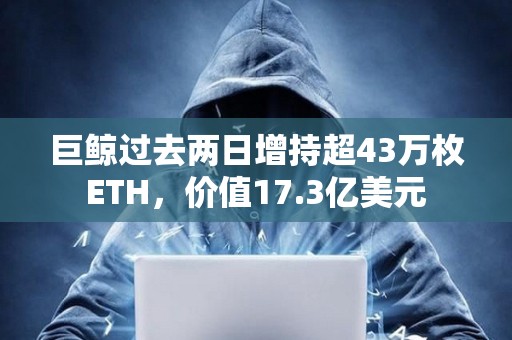 巨鲸过去两日增持超43万枚ETH，价值17.3亿美元