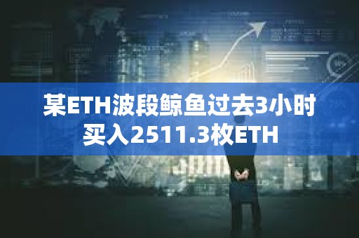 某ETH波段鲸鱼过去3小时买入2511.3枚ETH