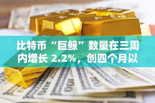 比特币“巨鲸”数量在三周内增长 2.2%，创四个月以来最高水平