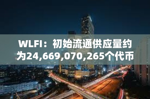 WLFI：初始流通供应量约为24,669,070,265个代币