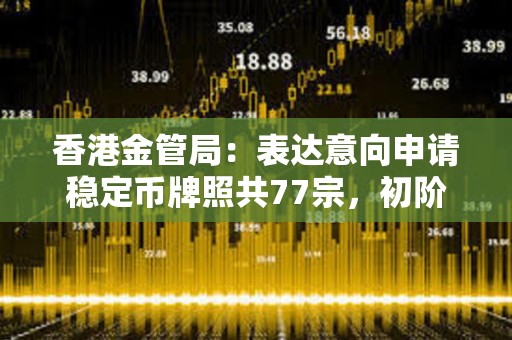 香港金管局：表达意向申请稳定币牌照共77宗，初阶段只会批出数个牌照