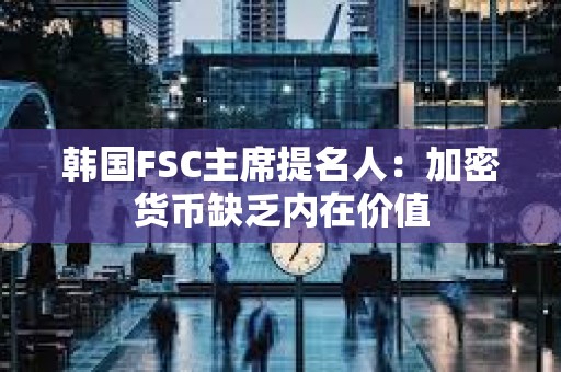 韩国FSC主席提名人：加密货币缺乏内在价值