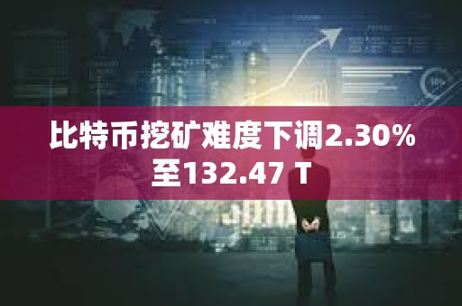 比特币挖矿难度下调2.30%至132.47 T
