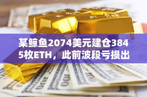 某鲸鱼2074美元建仓3845枚ETH，此前波段亏损出局