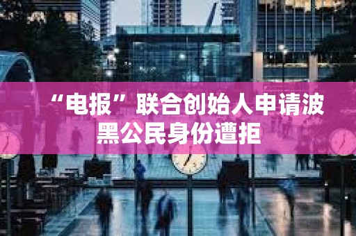 “电报”联合创始人申请波黑公民身份遭拒