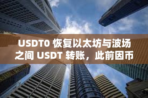 USDT0 恢复以太坊与波场之间 USDT 转账，此前因币安事件临时暂停