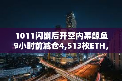 1011闪崩后开空内幕鲸鱼9小时前减仓4,513枚ETH，获利30.4万美元