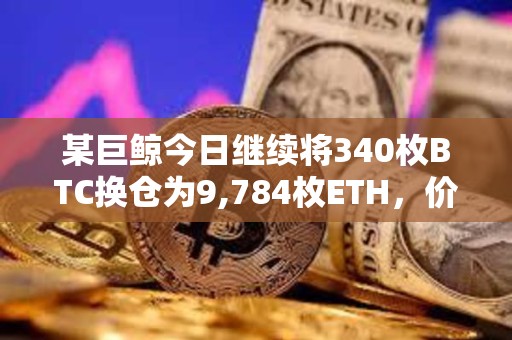 某巨鲸今日继续将340枚BTC换仓为9,784枚ETH，价值约3,042万美元