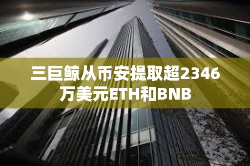 三巨鲸从币安提取超2346万美元ETH和BNB