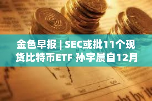 金色早报 | SEC或批11个现货比特币ETF 孙宇晨自12月26日从币安提出17,433枚ETH