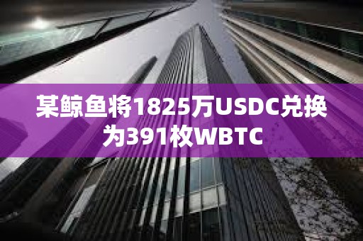 某鲸鱼将1825万USDC兑换为391枚WBTC