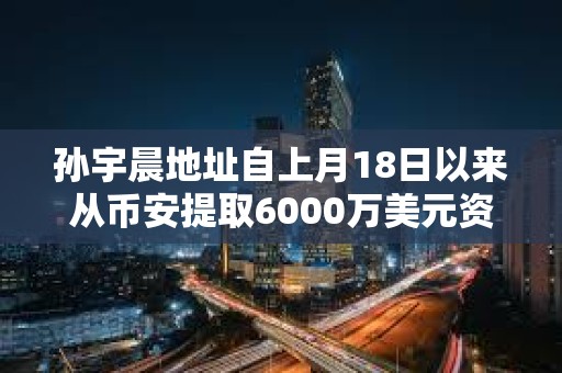 孙宇晨地址自上月18日以来从币安提取6000万美元资产