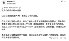 Manus完成复活赛 恢复独立运营