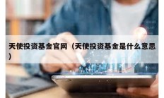 天使投资基金官网（天使投资基金是什么意思）