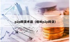 p2p网贷术语（啥叫p2p网贷）