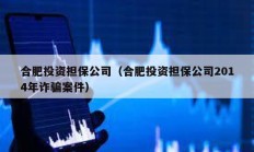 合肥投资担保公司（合肥投资担保公司2014年诈骗案件）