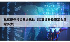 私募证券投资基金风险（私募证券投资基金风险多少）
