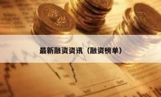 最新融资资讯（融资榜单）